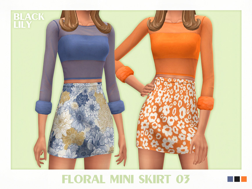 Мини юбка Floral Mini Skirt 03 Симс 4