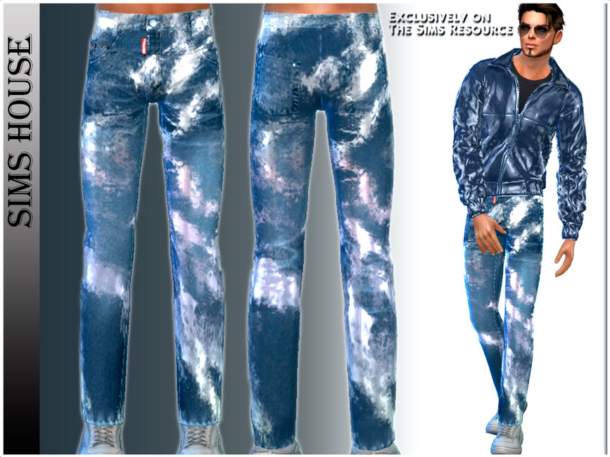 Мужские джинсы Men's Jeans With Metallic Fading Симс 4