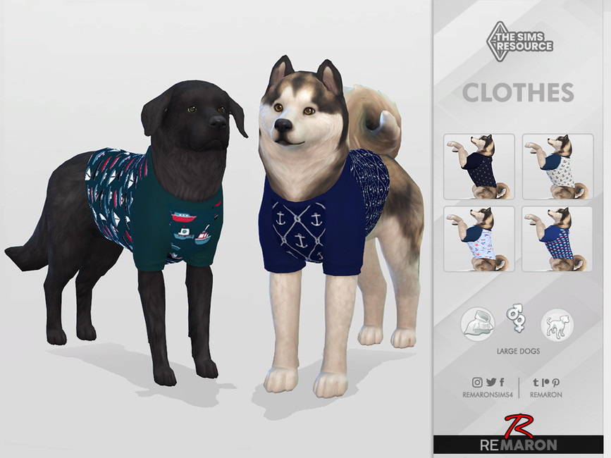 Одежда для собак Navy Shirt 01 for Large Dogs Симс 4