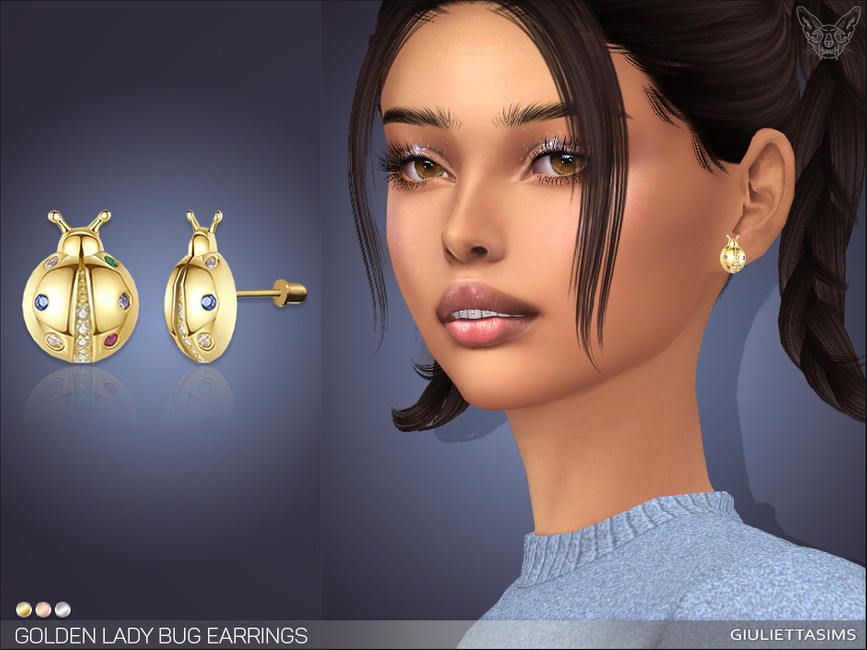 Сережки Golden Lady Bug Earrings Симс 4