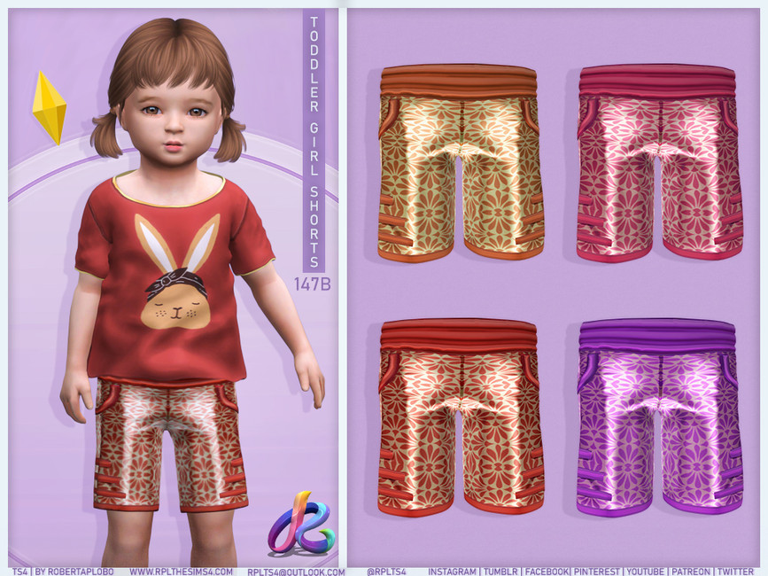 Шорты для девочек Toddler Girl Shorts RPL147B Симс 4