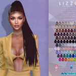 Женская прическа Lizzo - Hairstyle Симс 4