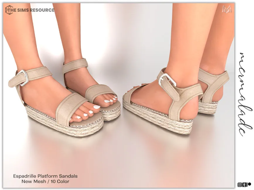 Обувь Espadrille Platform Sandals S192 Симс 4