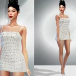 Платье Crystal Embellished Satin Mini Dress DO953 Симс 4