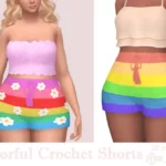 Шорты Colorful Crochet Shorts Симс 4