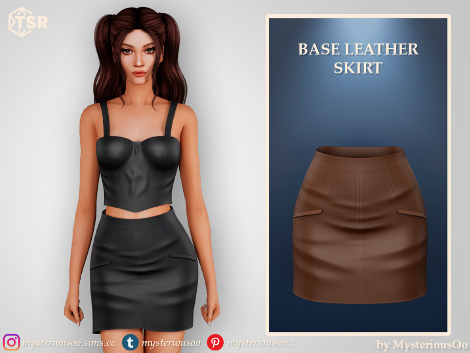 Юбка Base Leather Skirt Симс 4 