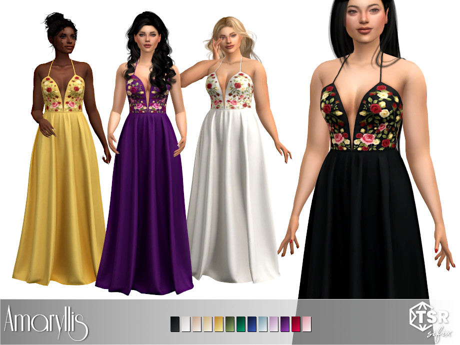 Длинное платье Amaryllis Gown Симс 4 