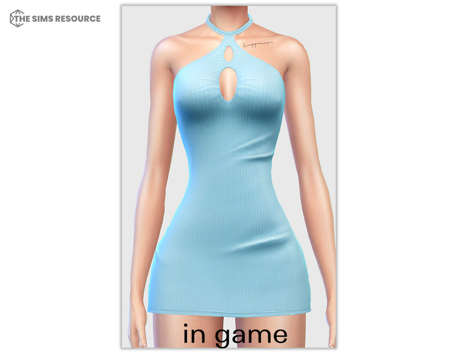Halterneck Key Hole Mini Dress MC495 Sims 4 (picture 2)