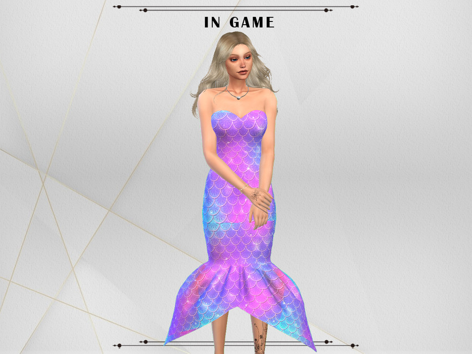 Платье русалки Lana Mermaid Dress Симс 4 (картинка 2)