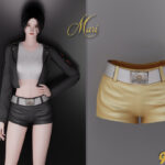 Шорты Mari Leather Shorts with Waistband Sims 4