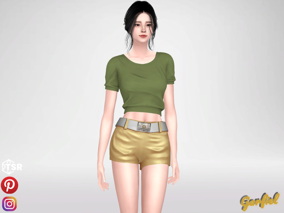 Шорты Mari Leather Shorts with Waistband Sims 4 (картинка 2)