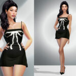 Женское платье Crystal Embellished Dress DO978 Симс 4