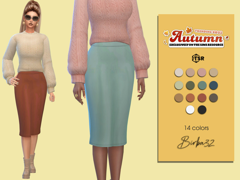 Sims 4 Autumn Silk Skirt for Women