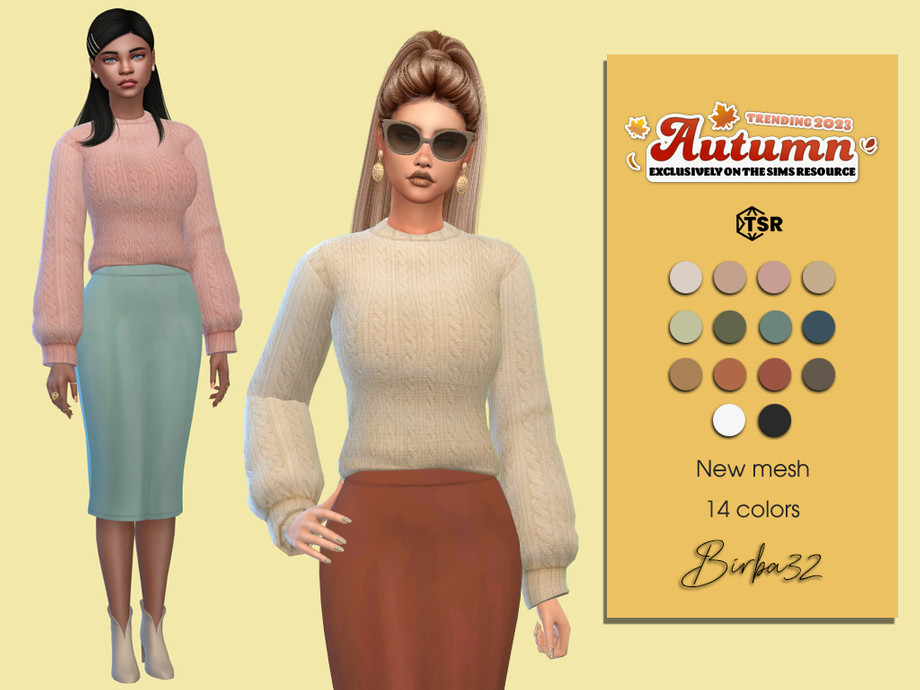 Sims 4 Autumn Wool Sweater for Women