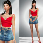 Sims 4 Belt Denim Mini Skirt DO039