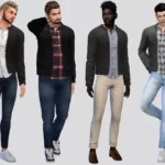 Sims 4 Button Shirt Quilted Jacket