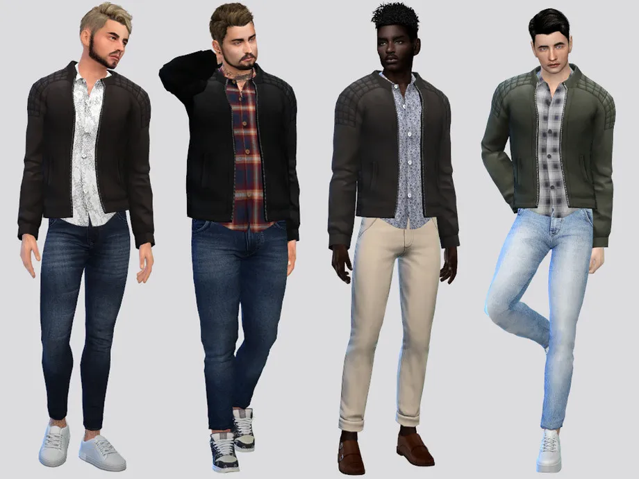 Sims 4 Button Shirt Quilted Jacket
