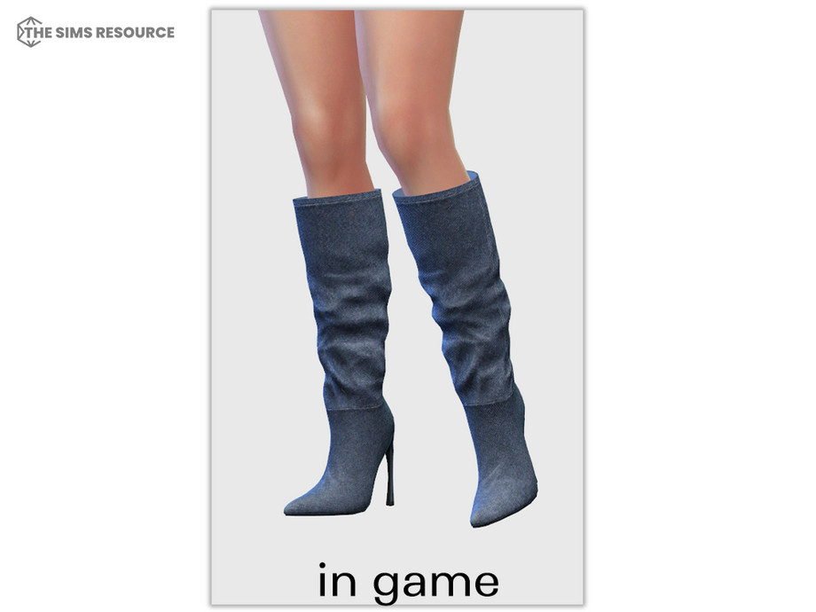 Sims 4 Denim Heeled Boots S237 (picture 2)