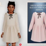 Sims 4 Dress with long sleeves and black ribbon