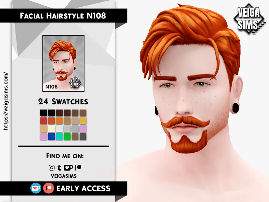 Sims 4 Facial Hair Style N108