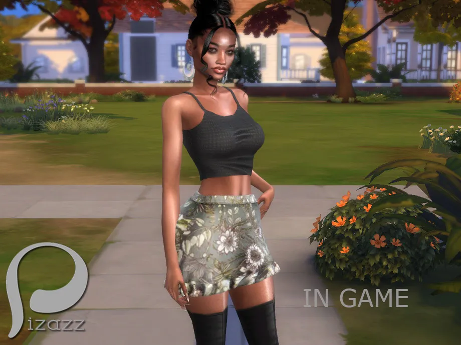 Sims 4 Floral Ruffle Skirt (picture 2)