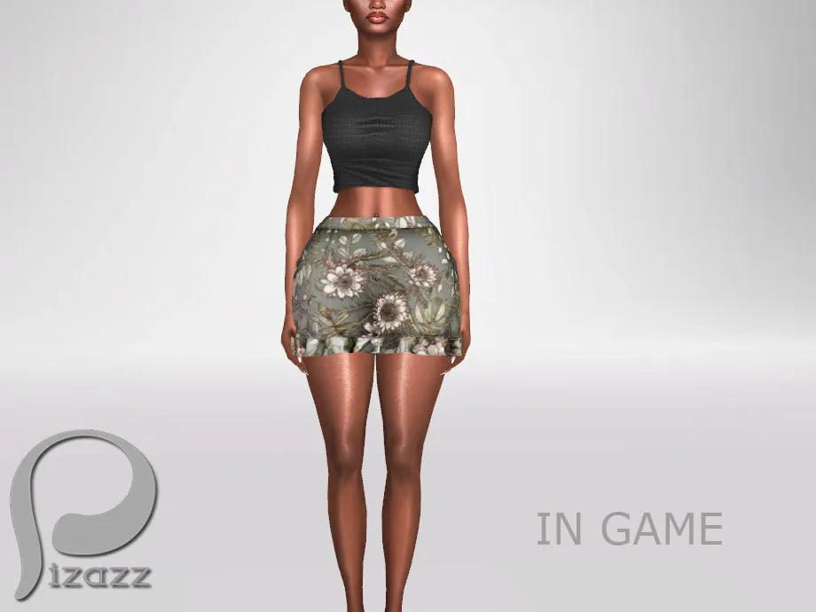Sims 4 Floral Ruffle Skirt (picture 3)