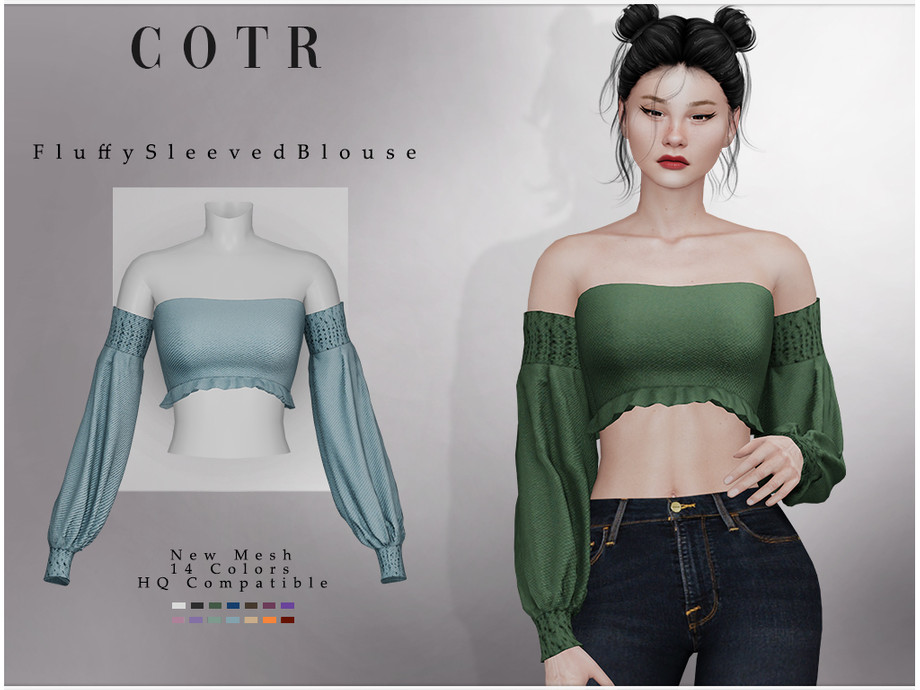 Sims 4 Fluffy Sleeved Blouse T500