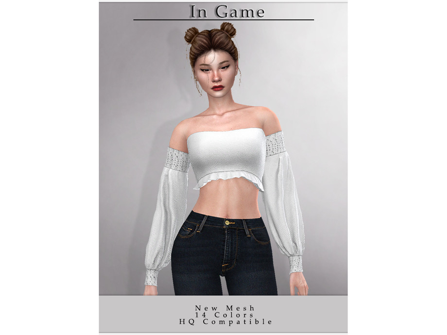Sims 4 Fluffy Sleeved Blouse T500 (picture 2)