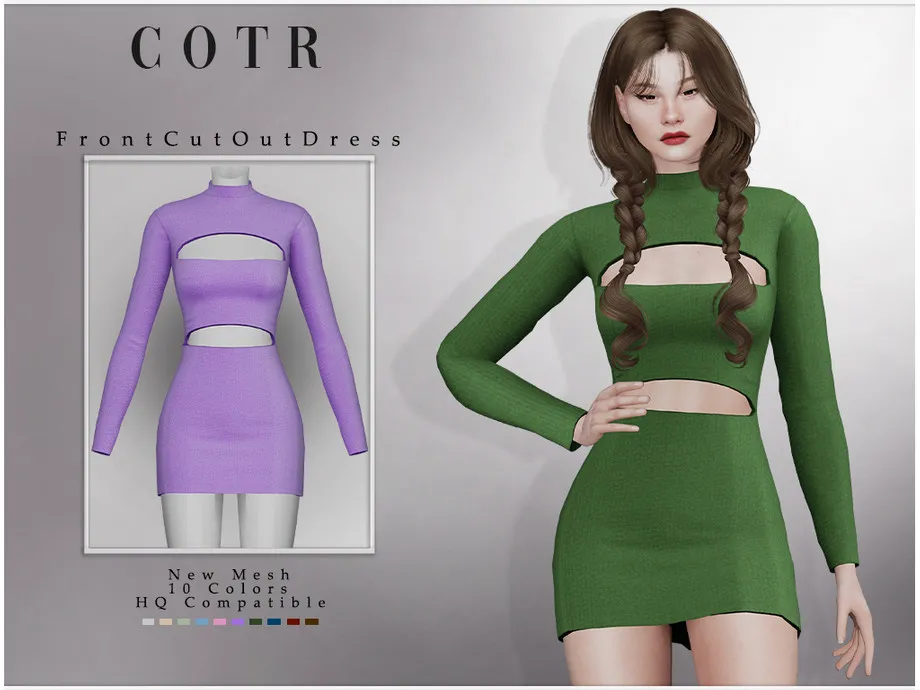 Sims 4 Front Cut Out Dress D-269