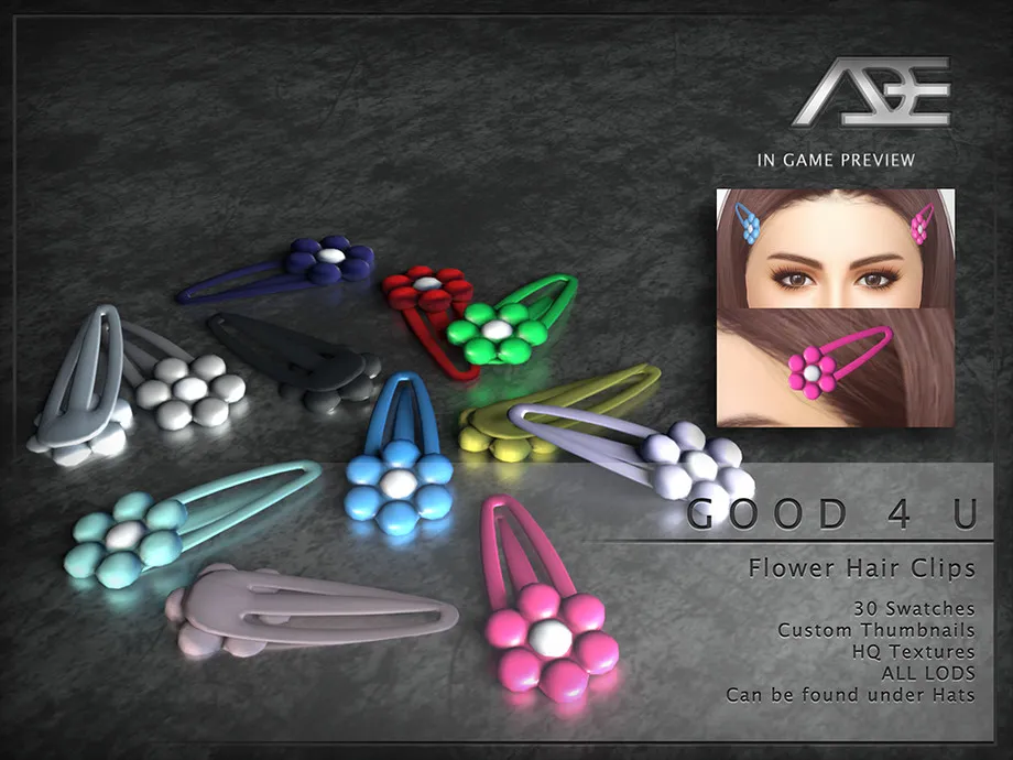 Sims 4 Good 4 U Flower Hair Clips (Hat)