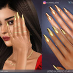 Sims 4 Long Almond Chrome Nails