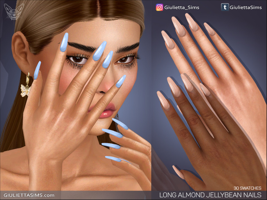 Sims 4 Long Almond Jellybean Nails