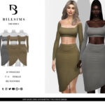 Sims 4 Off Shoulder Asymmetric Two Piece Dress
