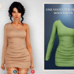 Sims 4 One Shoulder Dress with Folds