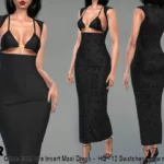 Sims 4 Open-front Bra Insert Maxi Dress