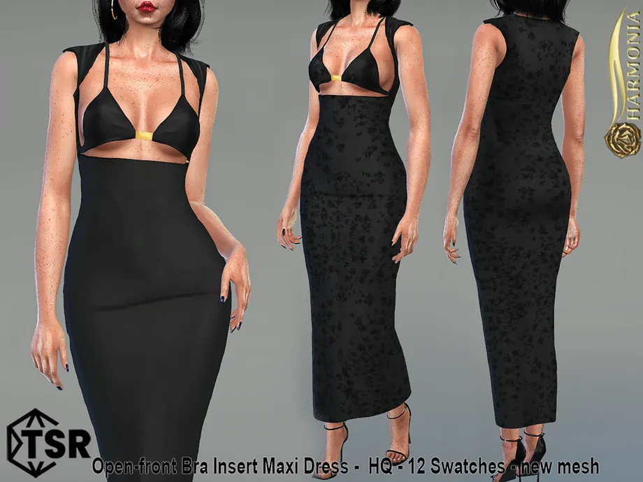 Sims 4 Open-front Bra Insert Maxi Dress