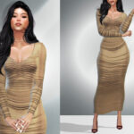 Sims 4 Ruched Stretch Long Dress DO034