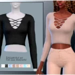 Sims 4 TOP WITH LACE-UP NECKLINE
