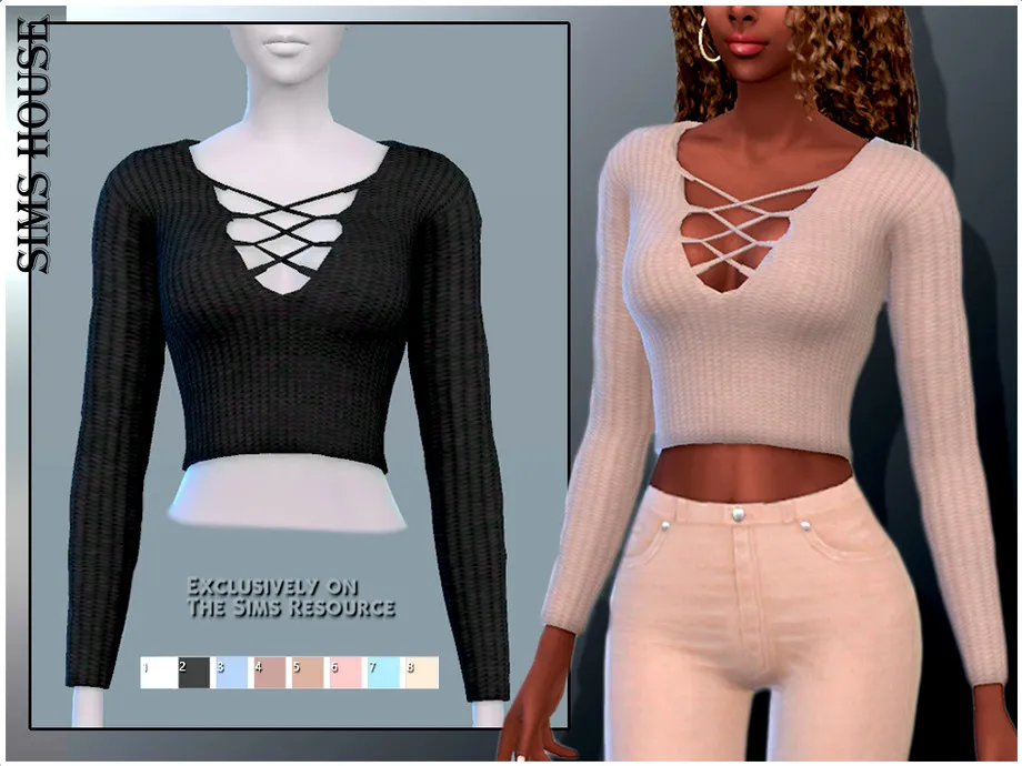 Sims 4 TOP WITH LACE-UP NECKLINE