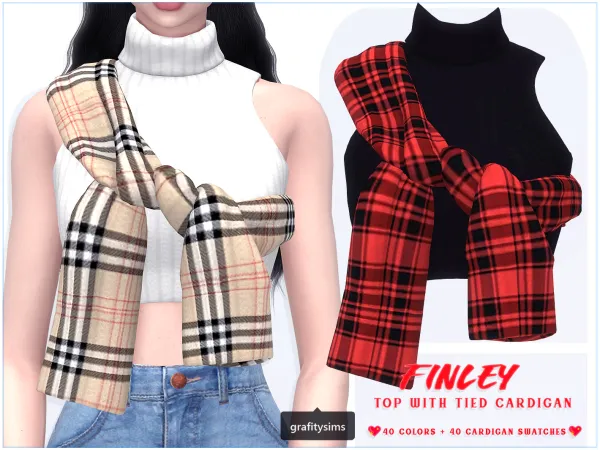 Топ со свитером Finley Top with Tied Cardigan Sims 4