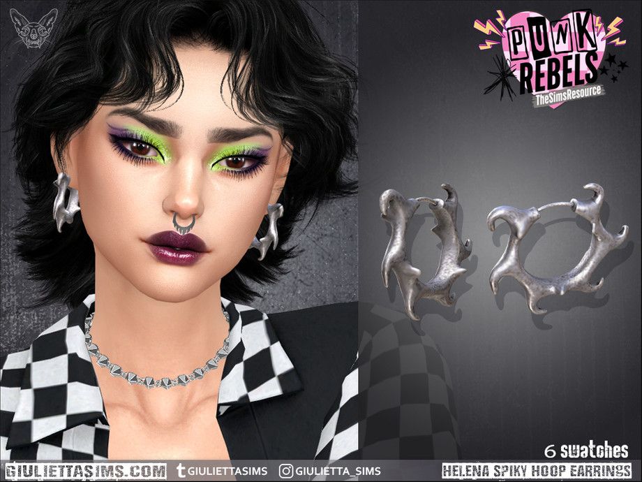 Серьги Helena Spiky Hoop Earrings Sims4