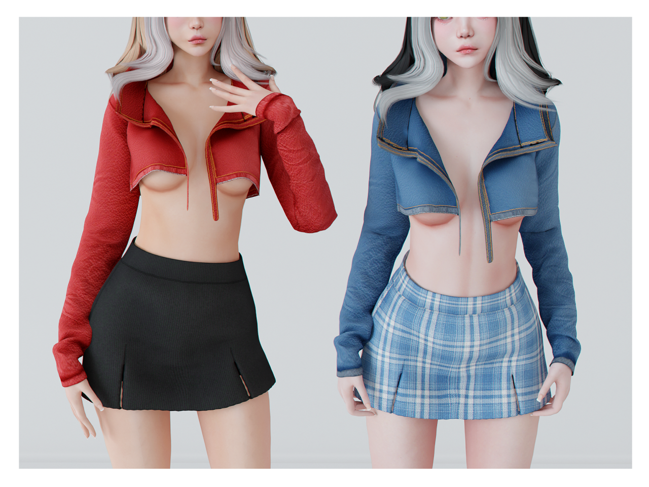 Комплект одежды Mirror Skirt & Jacket Leather Moonlight Sims 4