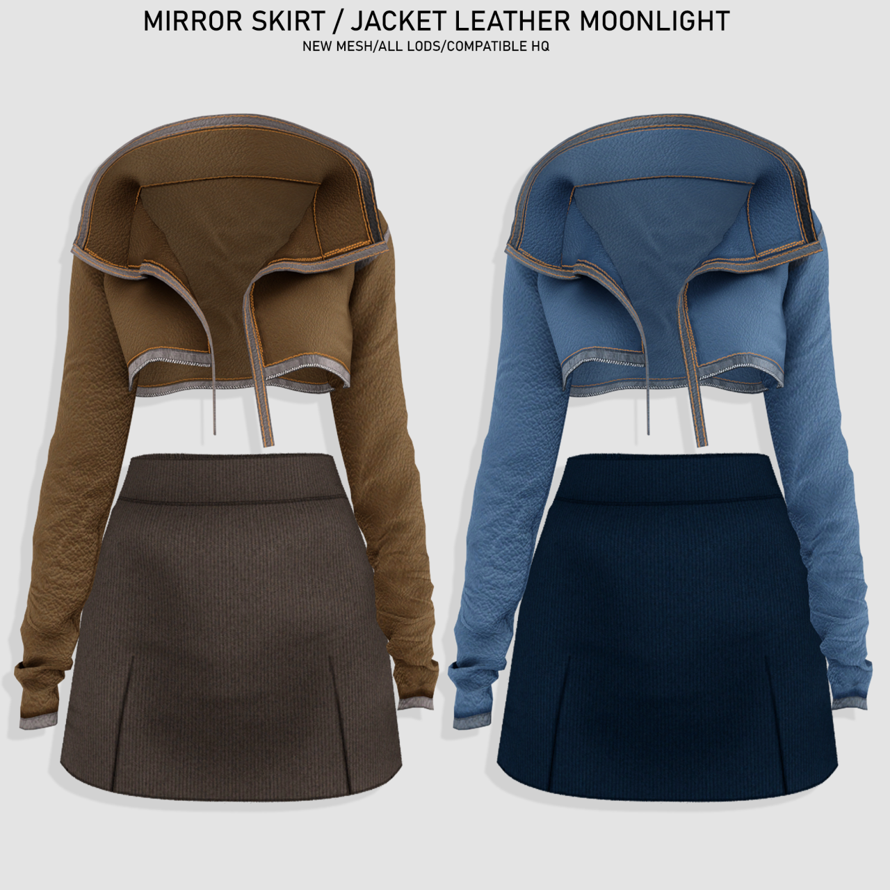 Комплект одежды Mirror Skirt & Jacket Leather Moonlight Sims 4