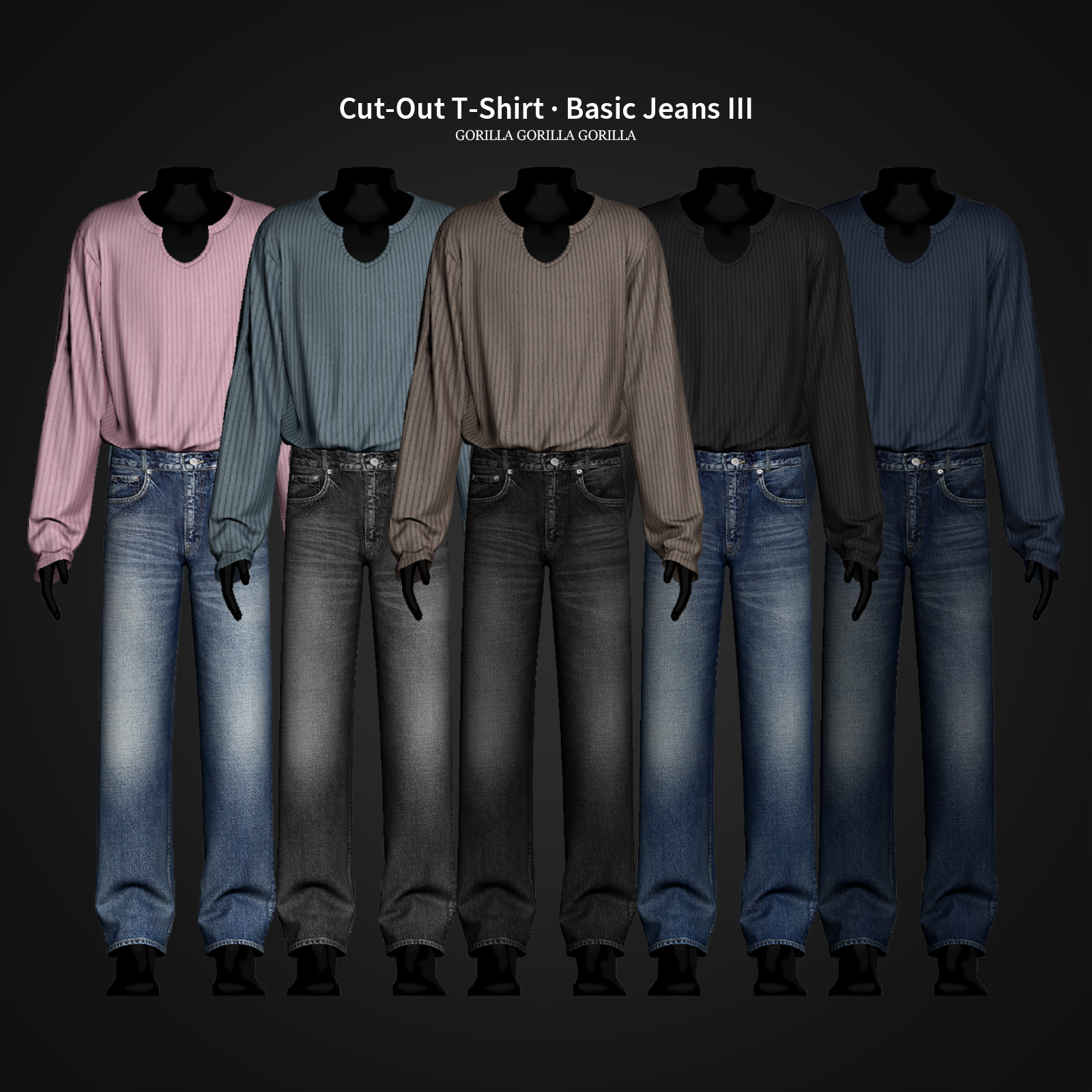 Комплект одежды Cut Out T Shirt Basic Jeans III Sims 4
