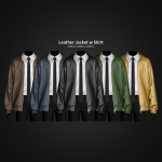 Комплект одежды Leather Jacket w Shirt Sims 4