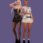 Комплект одежды Puff Shirt & Belted Ruffle Mini Dress Sims 4