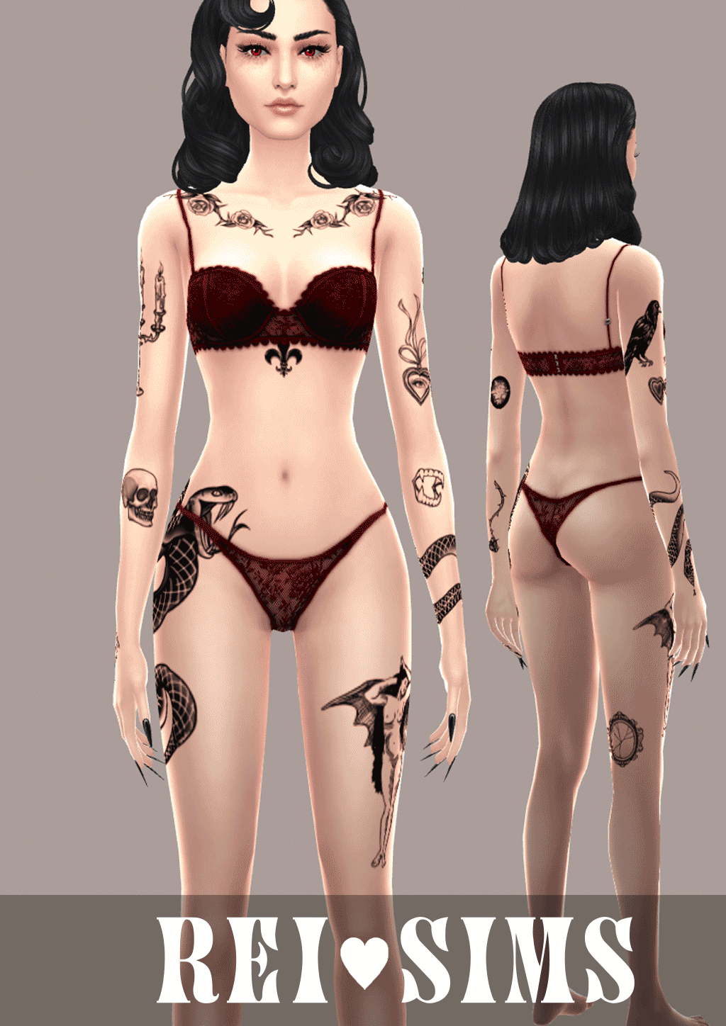 Тату сет vatore Sims 4