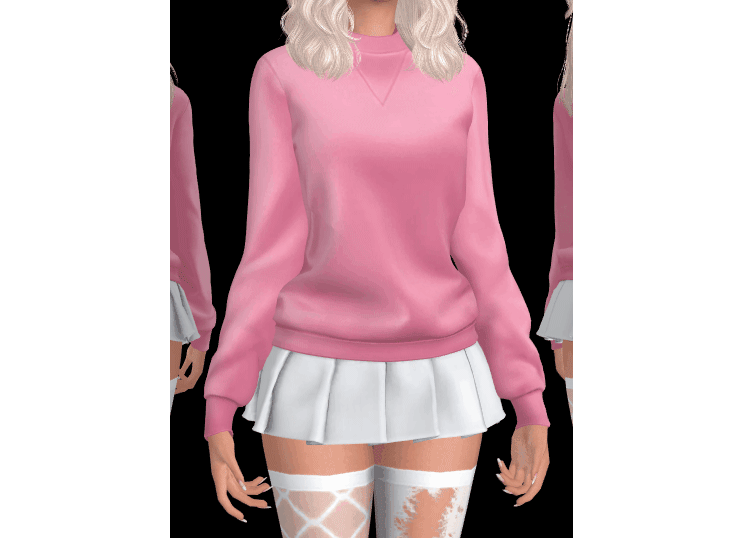 Свитшот с юбкой Ellie Sweatshirt Outfit Sims 4