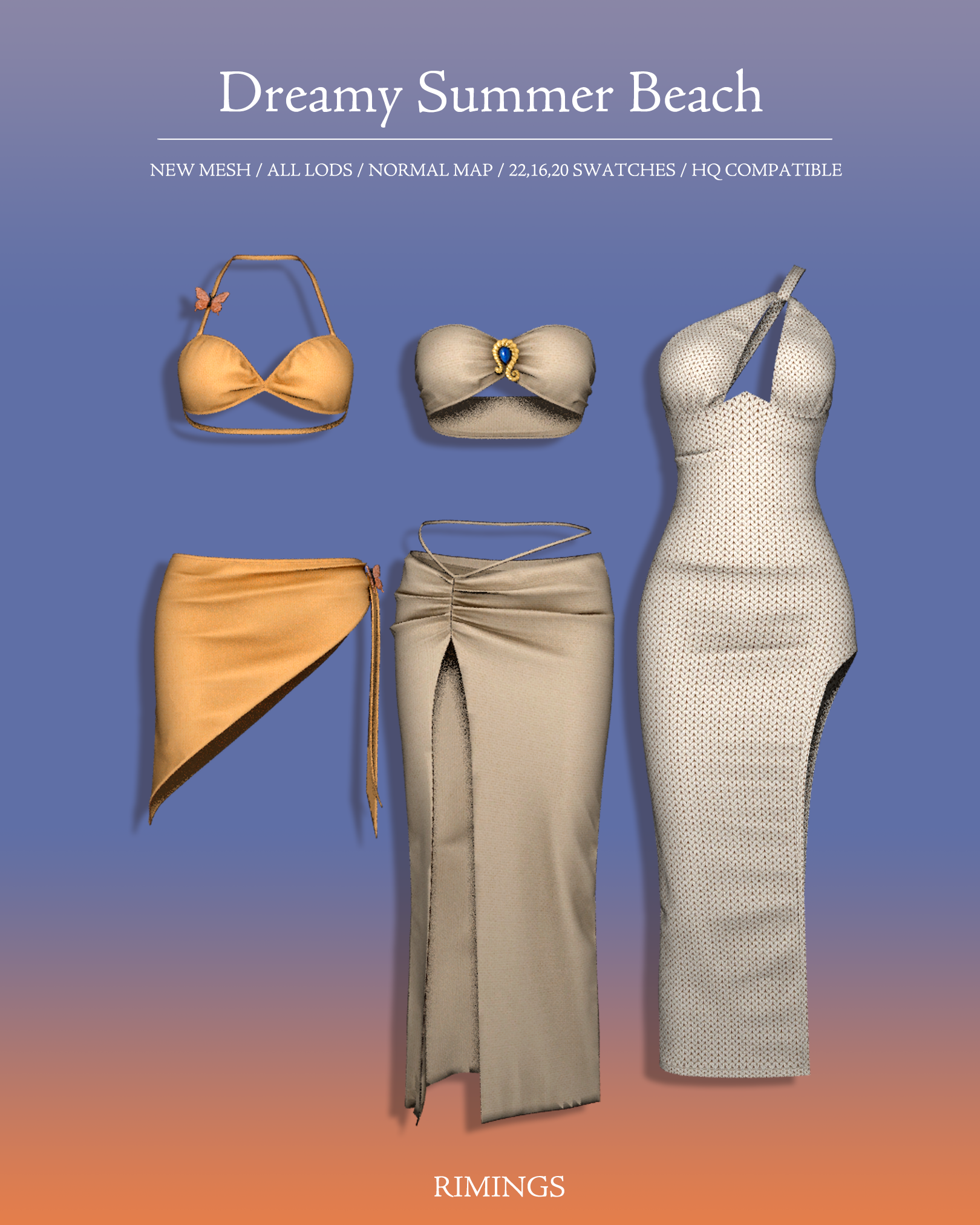 Пляжный мини-сет Dreamy Summer Beach Sims 4