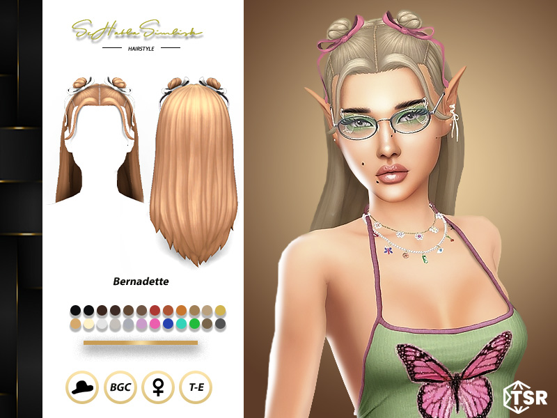 Женская прическа Bernadette Hairtyle Sims 4